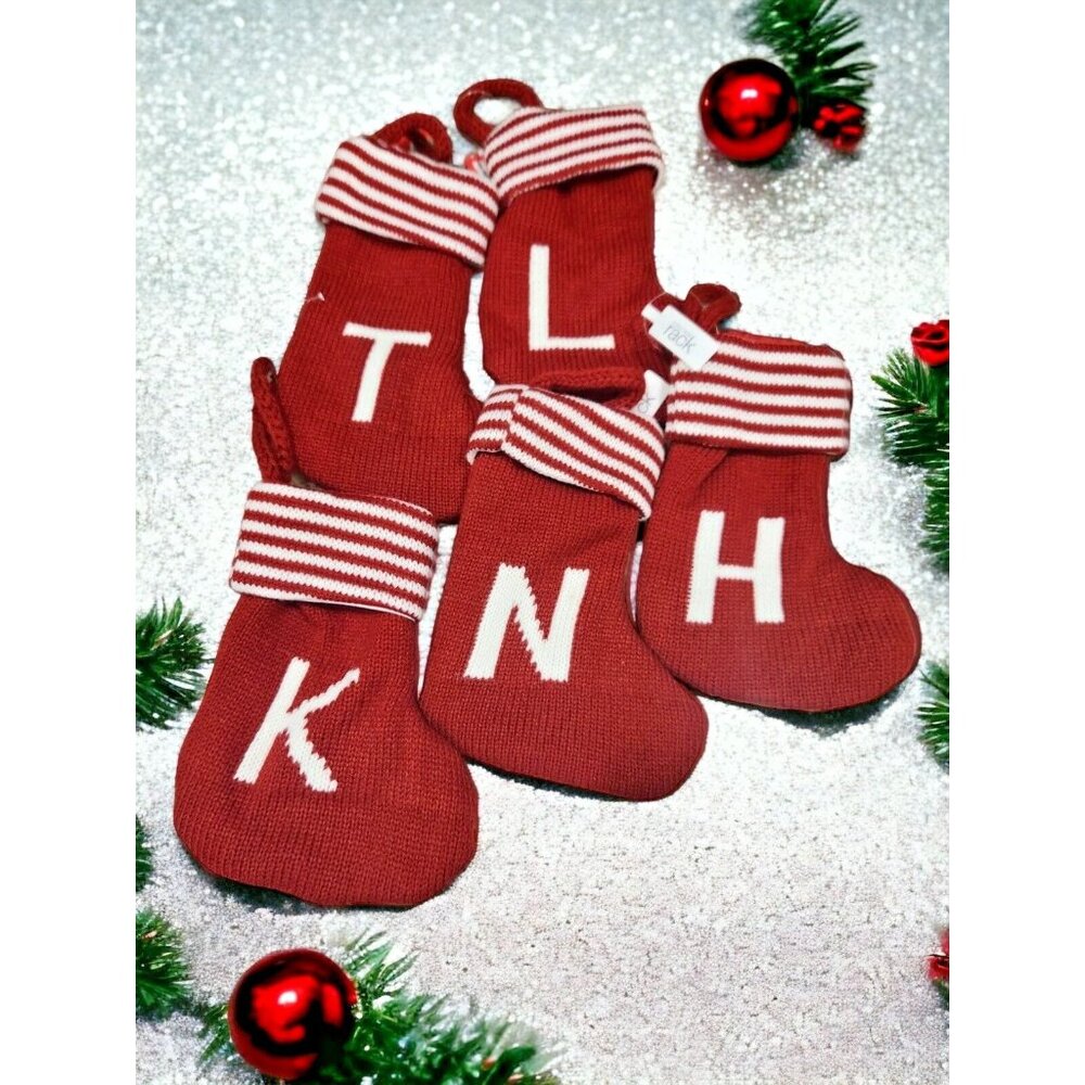 Monogram Mini Christmas Stocking 7" Red & White